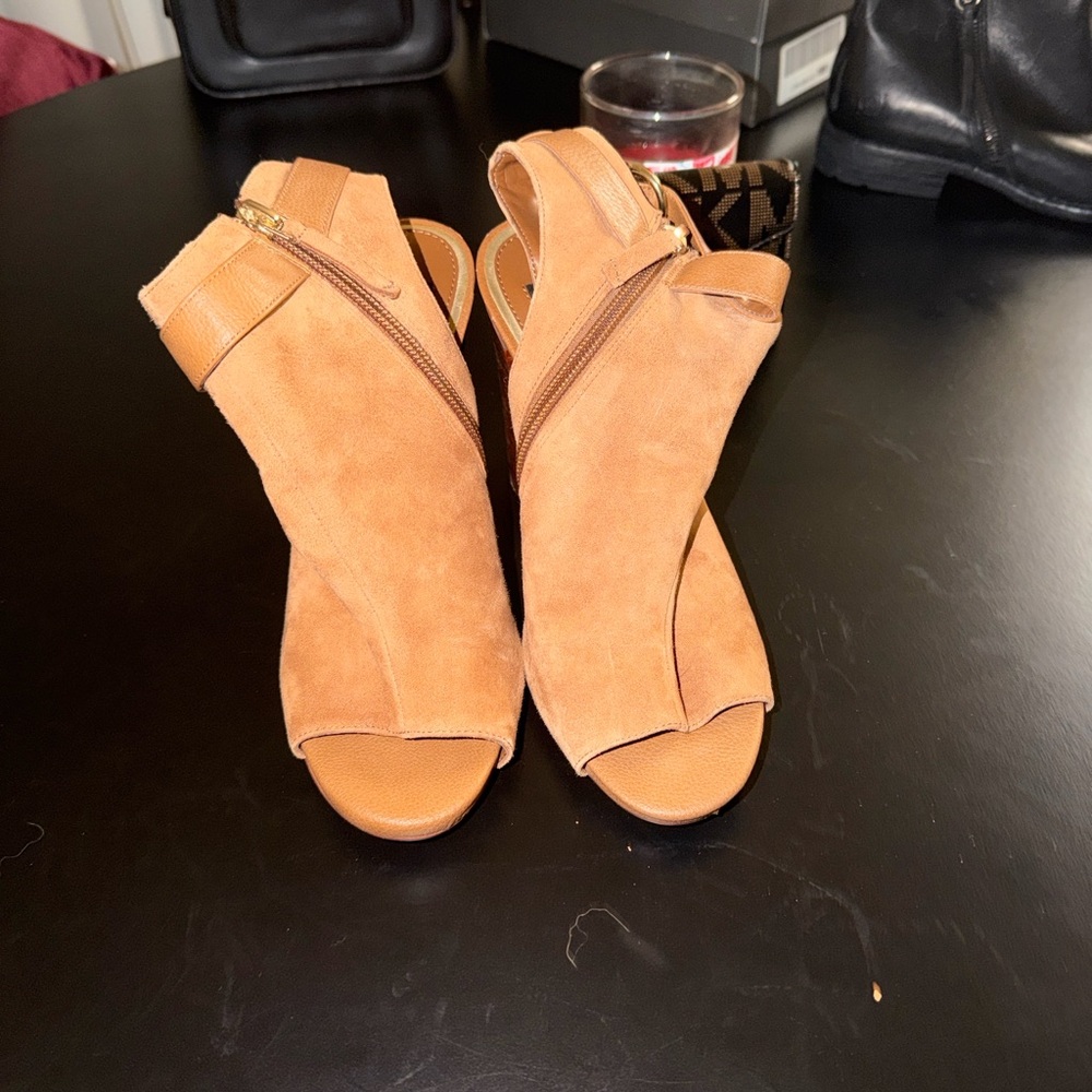 White House Black Market Tan Suede Heels